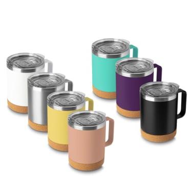 Imagem de Caneca Térmica de 350ML em Aço inox com Parede Dupla Isolada à Vácuo, Tampa Plástica e Anel de Silicone Para Vedação, Alça em Inox e Base em Cortiça UTIMAIS+ (Preto)