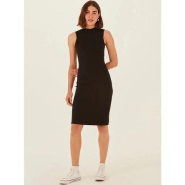 Imagem de Vestido Manga Curta Canelado Viscose Malwee Ref. 102421, Preto, GG
