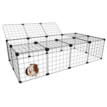 Imagem de Cercado Gaiola Pet para Porquinho da Índia 60x120cm com Teto 30cm Altura Tela Aramada Malha de 5cm (Preto)