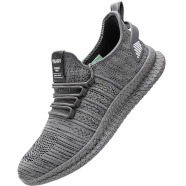Imagem de Tênis masculino de caminhada e corrida – Tênis de malha respirável leve para homens, design sem cadarço, disponível nos tamanhos 37-52, Cinza, 45