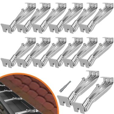 Imagem de Pacote com 14 ganchos de calha de parafuso rápido de 12,7 cm para calhas de alumínio estilo K de 12,7 cm, suportes ocultos resistentes com parafusos pré-inseridos, clipes de calha para reparar calhas