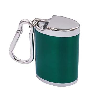 Imagem de Hourwof Cinzeiro portátil de metal com tampa, cinzeiro de bolso externo para cigarros, cinzeiros de viagem com chaveiro, verde oval