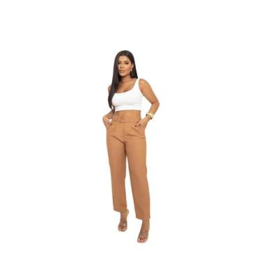 Imagem de Calça Alfaiataria Feminina Com Cinto Fino Forrado R128 - Style Store, 