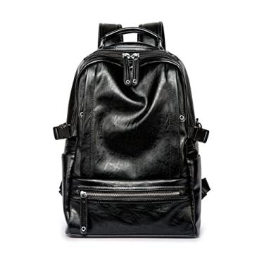 Imagem de Mochila de couro PU elegante e luxuosa para homens Bolsa de viagem de grande capacidade para estudantes Mochila escolar masculina