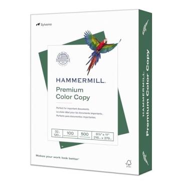 Imagem de Hammermill Papel de impressora, papel de cópia de 14,5 kg, cor premium, 8,5 x 11-1 resma (500 folhas) - 100 brilhantes, feito nos EUA, 102630
