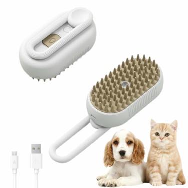 Imagem de Escova Pet Para Gatos e Cachorros Vaporizada Para Remoção De Pelos Gatos Cães Com Vapor Recarregável