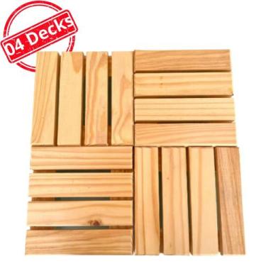 Imagem de Kit 04 Decks Modular Decorativo Suporte Para Vasos e Botijão Madeira P