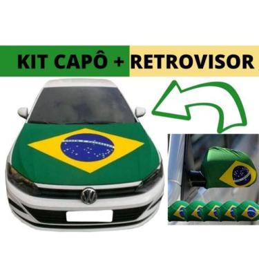 Imagem de Kit Bandeira do Brasil Para Capô de Carro e orelhinhas Universal Torci
