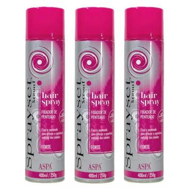 Imagem de Kit 3 Hair Spray Set Fixador De Penteado Forte 400ml - ASPA