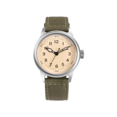 Imagem de PRAESIDUS | A-11 Service Watch - Relógios de pulso masculinos - A11, Militar - mostrador branco de 38mm & alça de lona verde, montados nos EUA | Auto, Segunda Guerra Mundial, Presentes