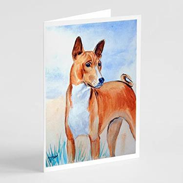 Imagem de Caroline's Treasures 7223GCA7P Cartões de felicitações Basenji vermelhos e brancos, pacote com 8, 7 x 5, multicolorido