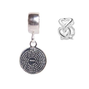 Imagem de Kit Berloque Oração Pai Nosso  Separador Corações em Prata 925