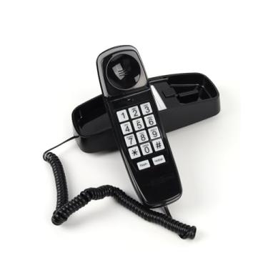 Imagem de MCHEETA Telefone de parede com fio, telefones fixos para idosos com botões grandes, telefone de mesa de escritório com volume alto ajustável e teclado iluminado, design básico durável para casa, preto