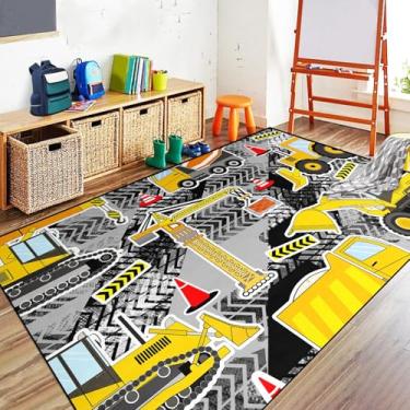 Imagem de Tapete de construção – Tapete de caminhão para brincar de carro, tapetes infantis para quarto de meninos, tapete de estrada para crianças, decoração de quarto de construção, para quarto de meninos