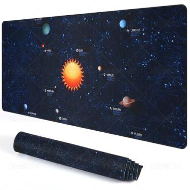 Imagem de Tapete de mouse grande para jogos para capa de mesa, 90 x 40 cm maior preto para computador para teclado e mouse, mousepad temático planetas espaço para jogos, escritório e casa (nebulosa planetária)