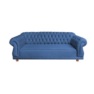 Imagem de Sofá Chesterfield Capitone Elisabeth Suede Azul Petróleo 2,30