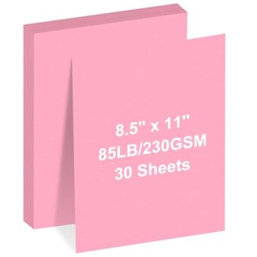Imagem de Cartolina branca 21,6 cm x 28 cm, 30 folhas de papel-cartolina 38,6 kg/230 gsm, cartolina branca brilhante para impressora, desenho, etiquetas de presente, convites, cartões etc. (rosa, 30 folhas)