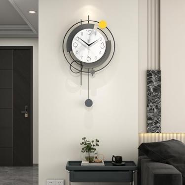 Imagem de FLEBLE Relógio de parede silencioso moderno relógio de parede para decoração de sala de estar relógio analógico grande operado por bateria sem tique-taque com design minimalista para cozinha, quarto
