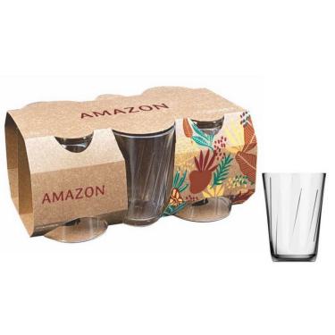Imagem de Jogo De Copos De Vidro 190ml Refrigerante Água Cerveja Drink Vinho Café Conjunto Colorex Amazon 6 Un