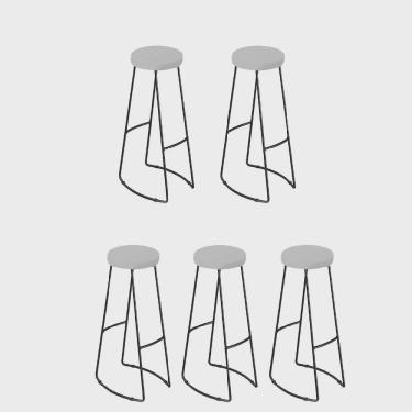 Imagem de Kit 05 Banqueta Alta Lena Industrial Bar Balcão Bistrô Ferro e Madeira Maçiça Capa Corino Branco - Ahz Móveis