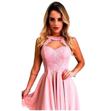 Imagem de Vestido Curto Gola Alta 15 Anos Madrinha Formatura Noiva Casamento Civ