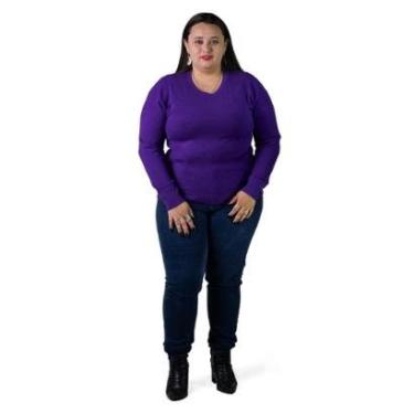Imagem de Suéter Feminino City Lady by Facinelli Plus Size 658121 Roxo-Feminino
