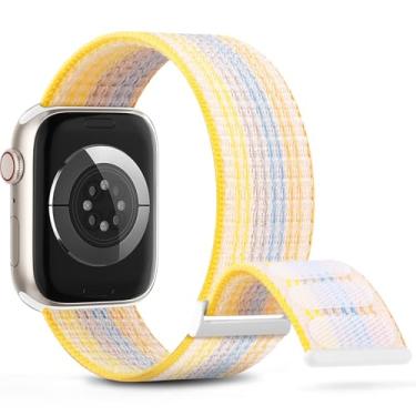 Imagem de OHOTLOVE Pulseira esportiva de nylon compatível com Apple Watch séries 10/9/8/7/6/5/SE/Ultra de 38 mm, 40 mm, 41 mm, 42 mm, 44 mm, 45 mm, 46 mm, 49 mm, respirável, feminina, masculina, ajustável,