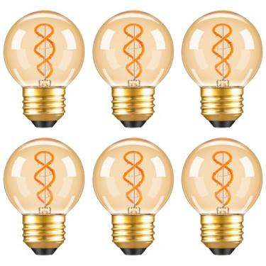 Imagem de PADMO LUDAZ Lâmpada Led E26 Vintage Âmbar G16.5 Regulável, 25 W, Equivalente A 3 W, Lâmpadas Curtas, Lâmpadas Edison Redondas Pequenas, Lâmpadas De Filamento Espiral Para Pendente, Arandela, Pentead