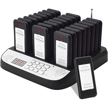 Imagem de WWMFS Sistema De Pager Para Restaurantes, 24 Pagers Sem Fio Para Restaurantes, Conjunto Com Vibração, Pisca-Pisca E Campainha, Sistema De Pager Para Restaurantes Para Igrejas, Hospitais, Bares, Hoté