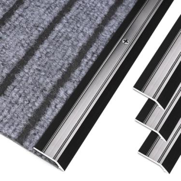 Imagem de Jiekayi Tira de transição de piso de alumínio, tira de aderência de tapete, furos pré-perfurados, transição de piso de vinil de azulejo de madeira, limite de porta de acabamento de borda de capa, para