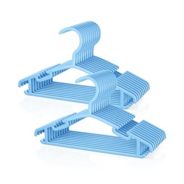 Imagem de VILICK Cabides de plástico para crianças, cabides de roupas de bebê para armário, 20 pacotes, cabides antiderrapantes para roupas infantis, cabides infantis pequenos para calças, casacos, saias (azul)
