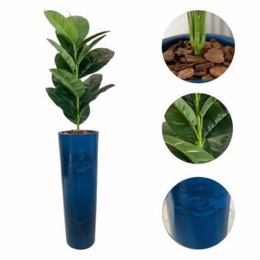 Imagem de Planta Artificial Ficus Lyrata Jiboia Vaso Alto Marmorizado - FlorImp