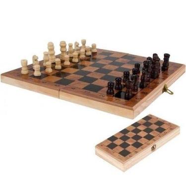 Imagem de Jogo de Xadrez Dobrável Tabuleiro em Madeira - altomex