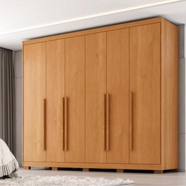 Imagem de Guarda Roupa Casal com Pés 6 Portas em MDF Platinium Zanzini - Cinamomo
