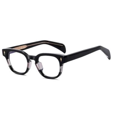 Imagem de HCPIHF Armação de óculos feminina da moda retrô transparente masculina com dobradiça de mola e rebites (tamanho único/2)