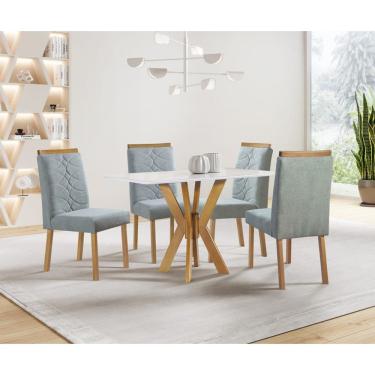Imagem de Sala de Jantar com Vidro 4 Cadeiras 1,20 Andria Art Salas