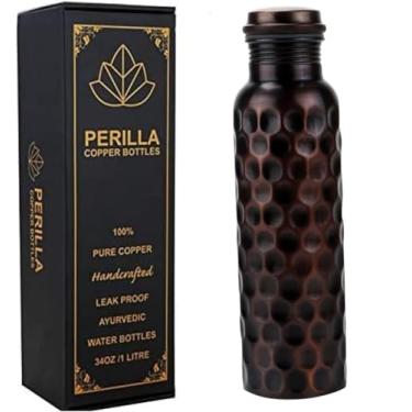 Imagem de Perilla Home Garrafa de água de cobre 100% pura, à prova de vazamento, 100% puro, recipiente de cobre ayurvédico, beba mais água e aproveite os benefícios de saúde imediatamente - para academia,