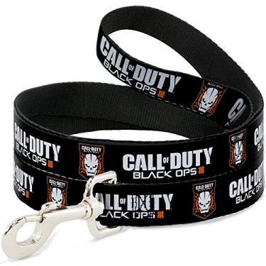 Imagem de Coleira para cães Call of Duty Black Ops III Skull Icon Preto Branco Laranja 1,22 m de comprimento 1,27 cm de largura