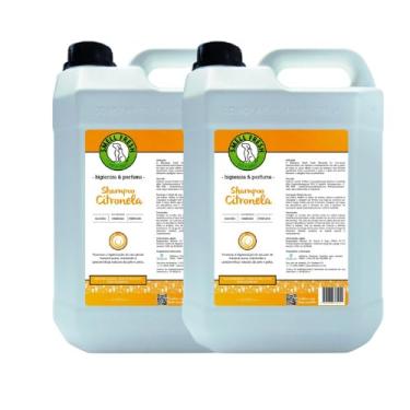 Imagem de Kit Shampoo Citronela 5L (2 Unidades) - Proteção e Frescor para Cães e Gatos - Afastamento de Insetos e Limpeza Profunda