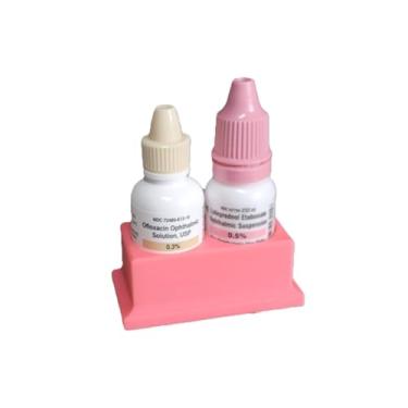 Imagem de Znet3D Organizador de garrafa de colírio, suporte de 2 compartimentos (rosa)