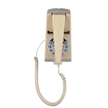 Imagem de Telefone fixo vintage para casa, telefone de parede com fio, telefone retrô para idosos, linha de acabamento antiquado, sem necessidade de alimentação CA, telefone montável na parede (marfim)