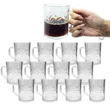 Imagem de Jogo 12 Xícaras Caneca De Vidro Transparente Com Alça 250ml - CLICK HO