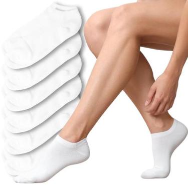 Imagem de Kit 6 Meias Soquetes Curtas Feminina Cano Baixo Branca Preta - Rupee, 