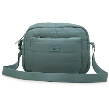Imagem de Reebok Bolsas transversais femininas - Bolsa leve para celular, bolsa tiracolo pequena acolchoada feminina, Verde dança, tamanho �nico
