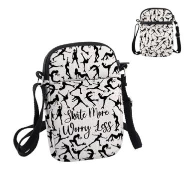Imagem de PWHAOO Patinação de patins para presente de skate More Worry Less Bolsa tiracolo Roller Skater Travel Bag Roller Skating Lover Gift, Skate More Worry Less C