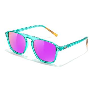 Imagem de FEISEDY Óculos de sol masculinos polarizados aviador quadrado moderno feminino estilo vintage armação acetato UV400 B0191, Moldura verde menta 005 e espelho roxo, 52mm