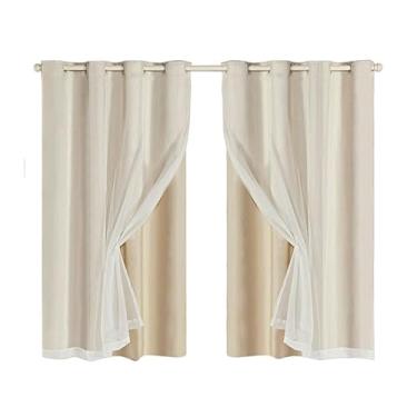 Imagem de Cortina Blackout Blecaute Corta 100% a Luz Voal Liso 2,00 x 1,40 Metros Sala Quarto Casal Infantil (Palha)