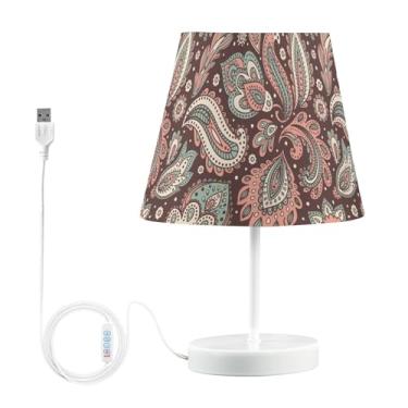 Imagem de Joisal Lindas lâmpadas de estudo florais vintage para mesa com abajur de linho para mesa de cabeceira, luz de leitura para cama, decoração de quarto de hóspedes