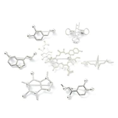 Imagem de Airssory 7 estilos Broche de batimento cardíaco ciência DNA biológico médico químico molecular lapela broches para enfermeira, médico, professor, cientista, mochila acessórios, Zinco, Sem Pedra