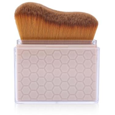 Imagem de Escova retrátil autobronzeadora com capa, autobronzeador Kabuki, aplicador de maquiagem para mistura de bronzeamento líquido, protetor solar, corpo, rosto, perna e braço (café)